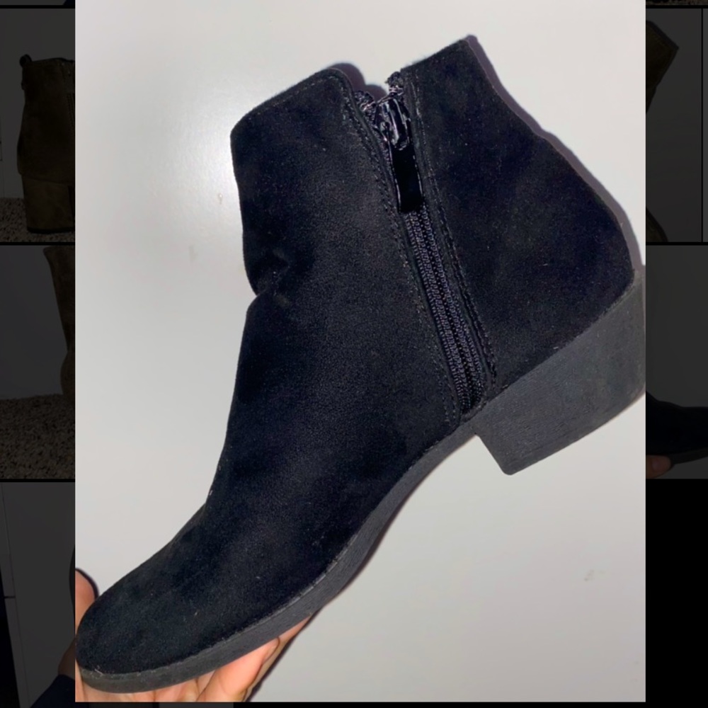 black small heeled ankle boots